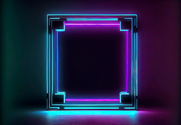 Neon vierkant frame Generatieve AI