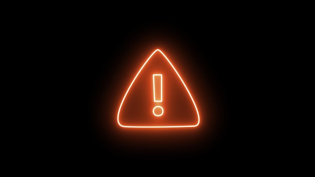 neon warning sign on black background