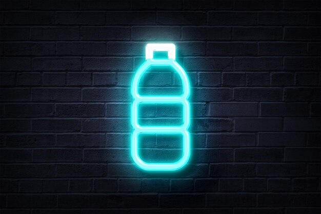 Neon Water Bottle on a brick wall