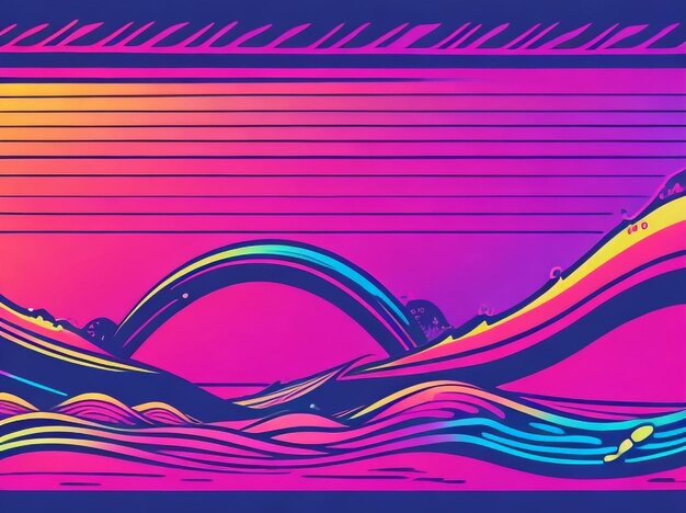 Foto neon wave symphony een grote geïsoleerde illustratie van een levendige neon achtergrond