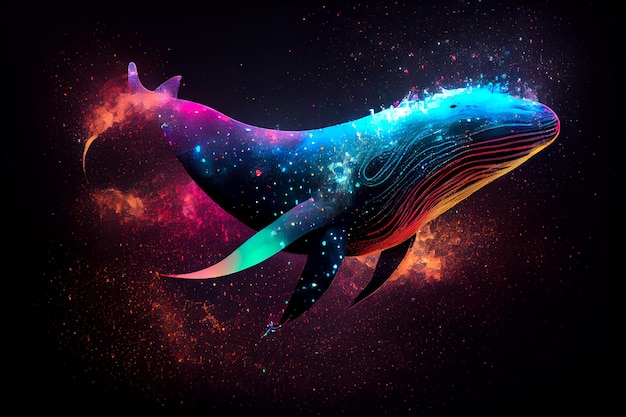 Neon whale in the sky Generative AI Generative AI