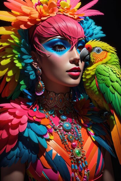 Neon Wings Unleashed A Surreal Avian Spectacle of the 80s