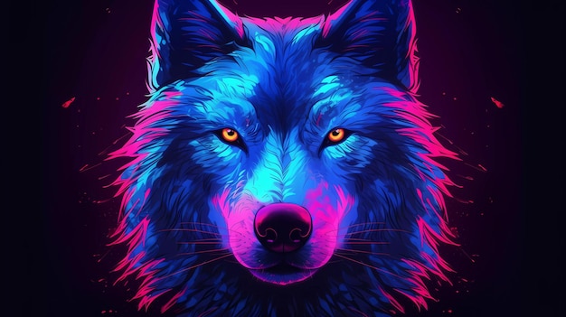 Premium AI Image | Neon wolf wallpapers for iphone and android.