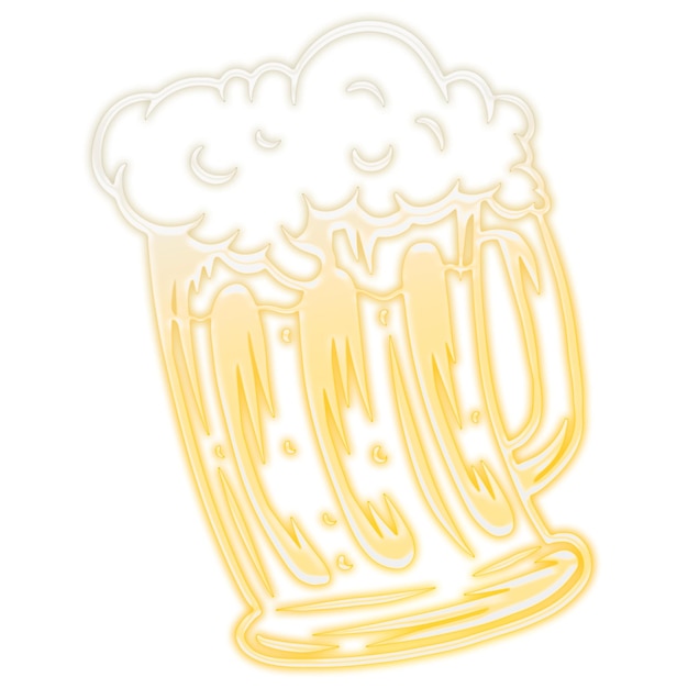 Neon yellow glass of beer design resource