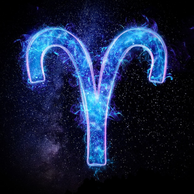 Фото Неоновый знак зодиака овен по астрологическому гороскопу