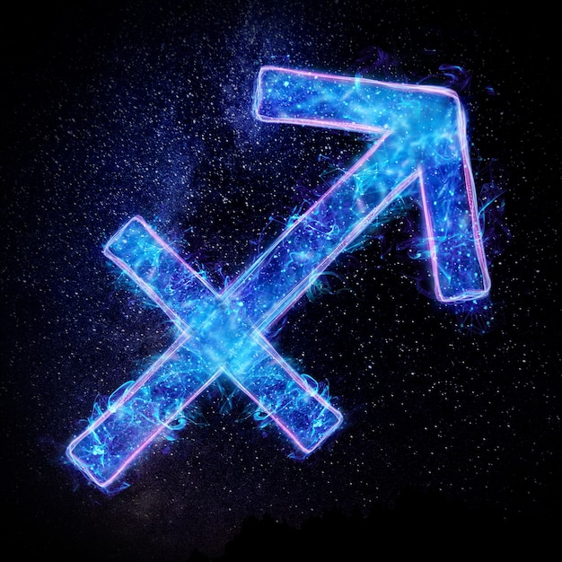 Neon zodiac sign Sagittarius for astrological horoscope