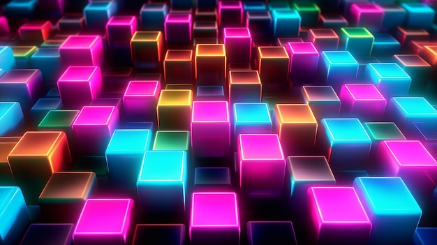 Neonachtergrond met gegenereerde Neon Squares AI