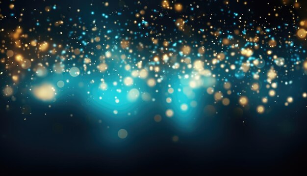 Foto neonblauw abstract goud sparkles bokeh achtergrond