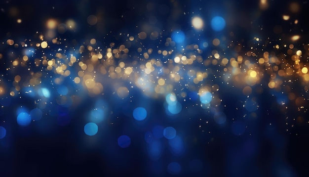 Neonblauw Abstract Goud Sparkles Bokeh achtergrond