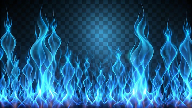 Neonblauwe vlammen dansen in een patroon op een doorzichtige achtergrond 4K HD