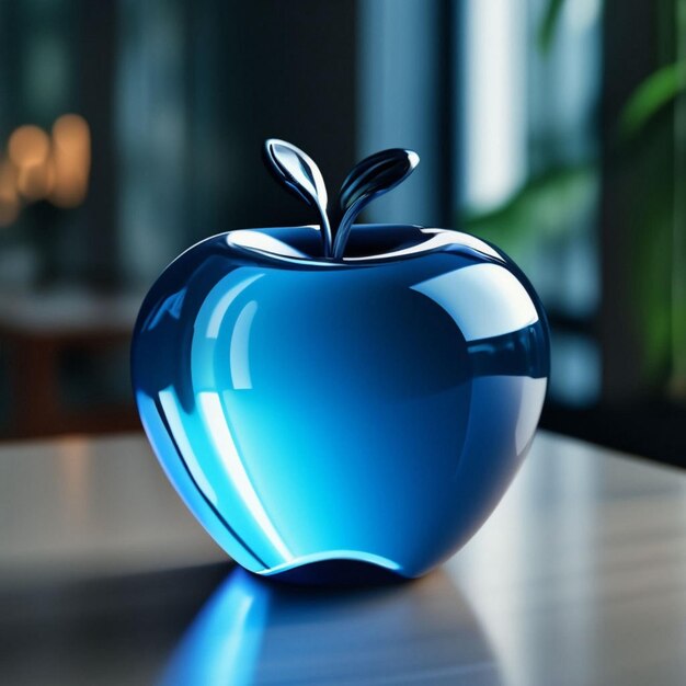 A neoncolored glass apple with a soft glow