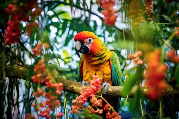 정글 꽃 과  ⁇ 여 있는 신색  ⁇ 무새