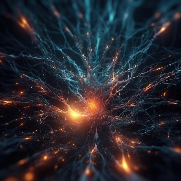 NeonGlowing Network of Highly Connected Neurons Generative AI