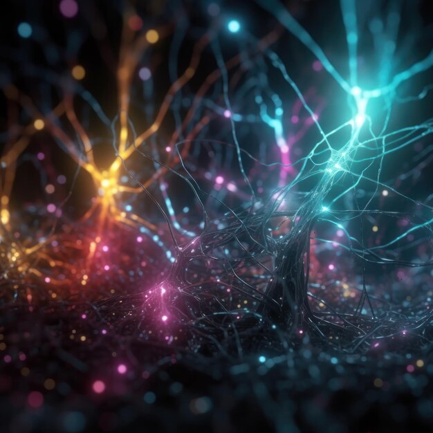 NeonGlowing Network of Highly Connected Neurons Generative AI