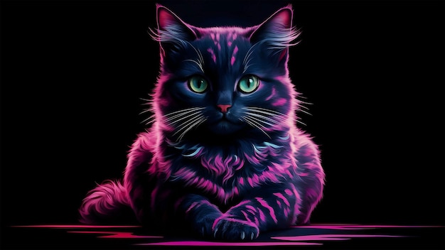 Photo a neonilluminated stylish cat