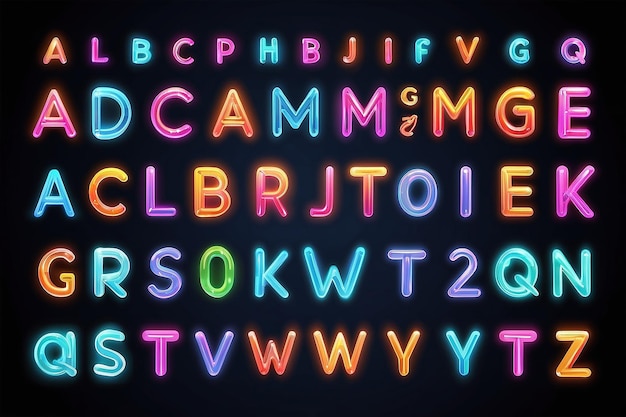 Neonlicht 3D-alfabet extra gloeiend lettertype Exclusieve swatch kleurbeheersing