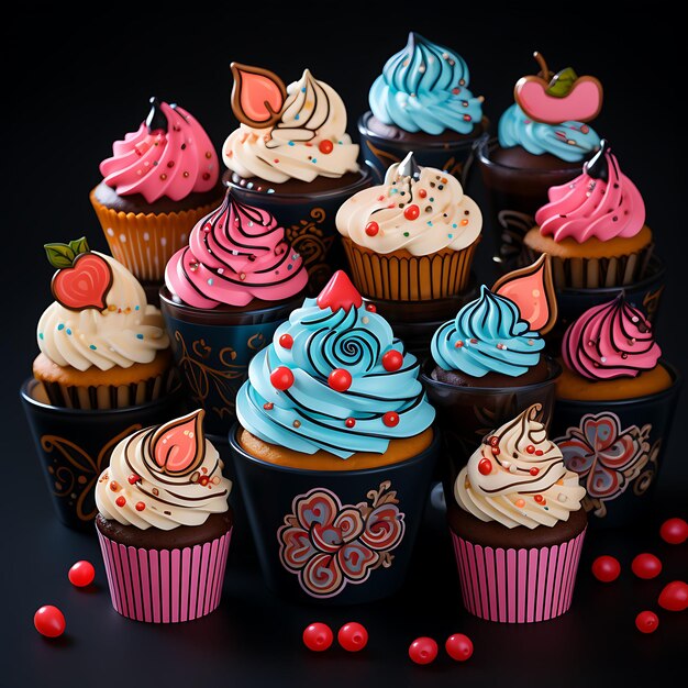 Neonlicht ontwerp vectorvormen met creatieve een charmante neon cupcake neoncontouren