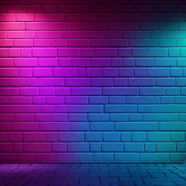 Neonlicht op de achtergrond van de bakstenen muur gegenereerd door AI