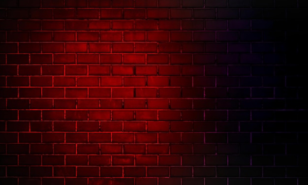 Neonlichten op oude grunge bakstenen muur kamer achtergrondLeegte ruimte van rode bruine vintage grunge bakstenen