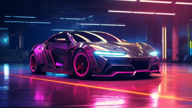 NeonLit Car Minimalistic Style