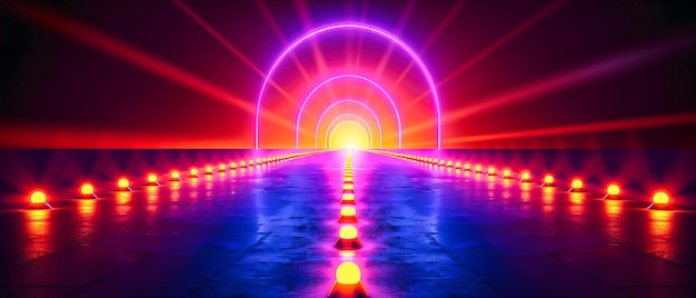 a neonlit futuristic space with a vibrant and abstract design symbolizing modern nightlife entertainment or advanced technological environments