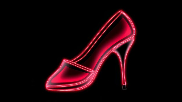 A neonlit high heeled shoe adding a touch of glamor to any night out