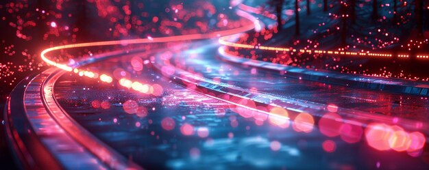 NeonLit Highways Representing The Flow Background