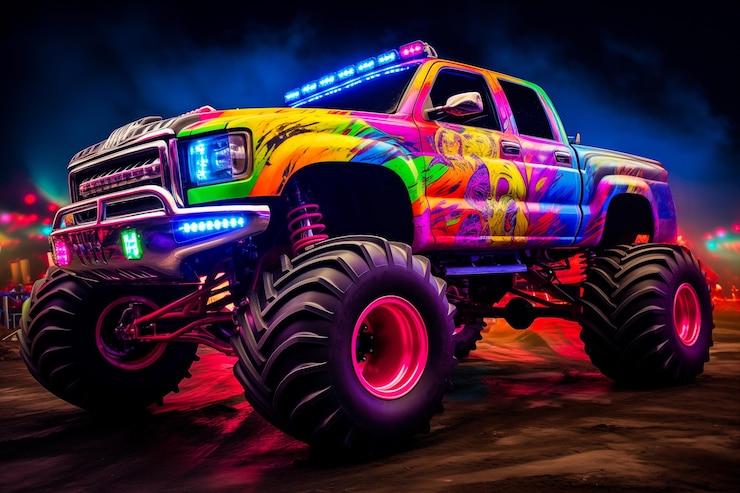 NeonLit Monster Truck op de tentoonstelling