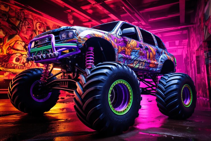 NeonLit Monster Truck op de tentoonstelling