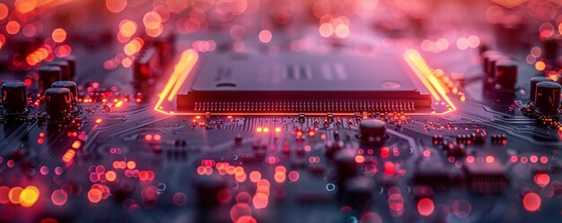 Photo neonlit motherboard landscape vibrant wallpaper