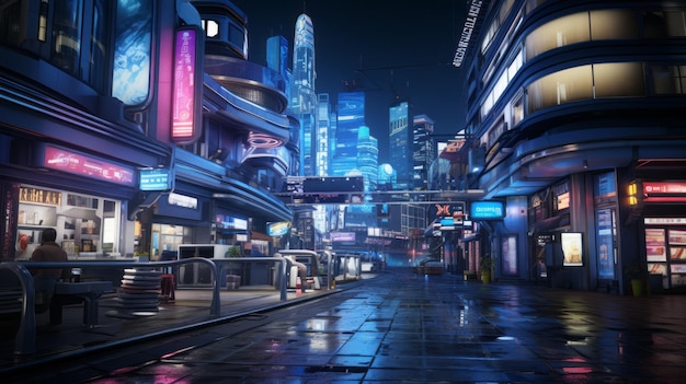 NeonLit Streets of a Cyberpunk City