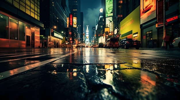 Neonlit streets reflecting on wet surfaces