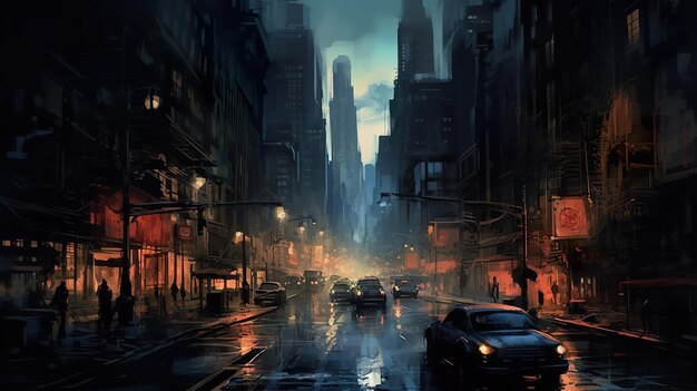 Neonoir cityscape ai generate