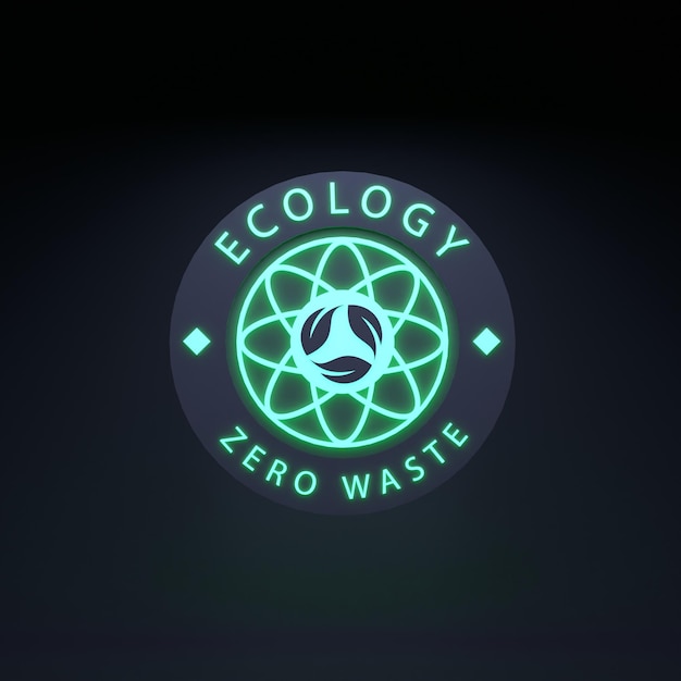 Neonpictogram op het thema van ECO-ecologie en het behoud van de planeet 3d render