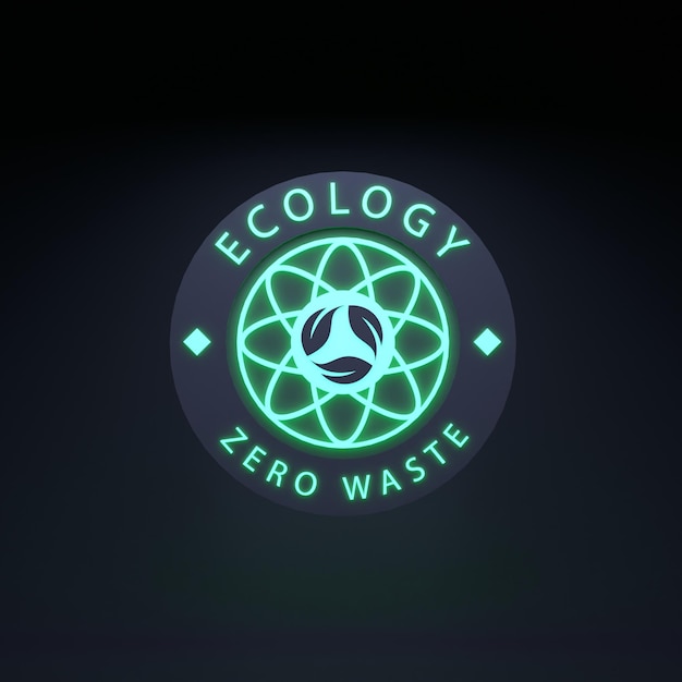 Foto neonpictogram op het thema van eco-ecologie en het behoud van de planeet 3d render