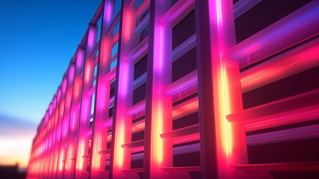 Neonverlichte moderne architectuur ideaal voor stadsontwerp futuristische concepten