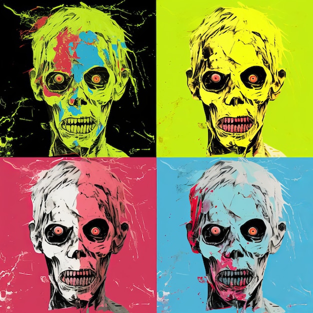 Neopop Zombie Portraits Acidic Colors And Punkinspired Art