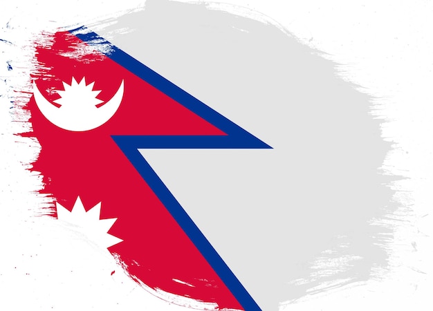 Nepal flag on distressed grunge brush background