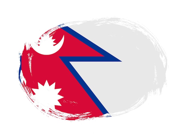 Nepal flag in rounded stroke brush background