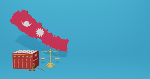 Nepal law for infographics, social media content in 3D rendering