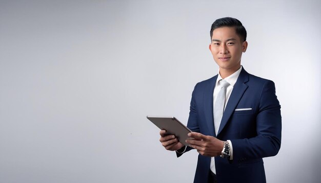 Photo nepali businessman using tablet for work