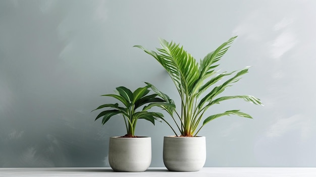 Nephrolepis plants fern Stylish green plant in ceramic pots on wooden vintage stand Generative AI