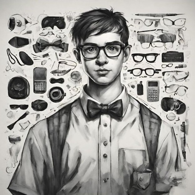 Photo a nerd boy