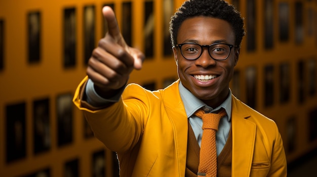 nerdy student raising his hand