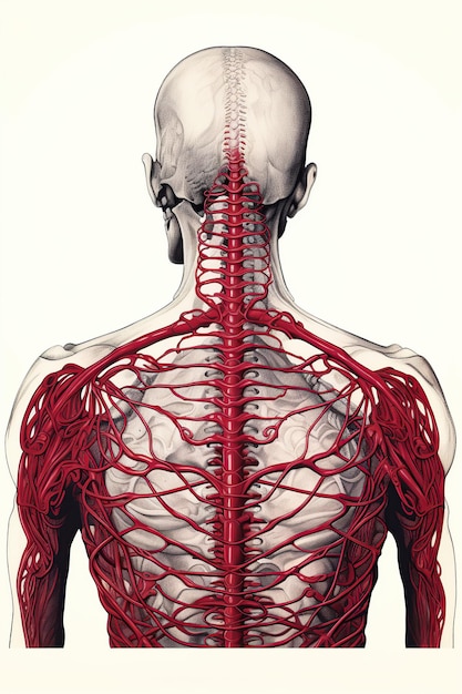 Nervous system retro drawing offering educational insights for students medical professionalswhite backgroundGenerated with AI