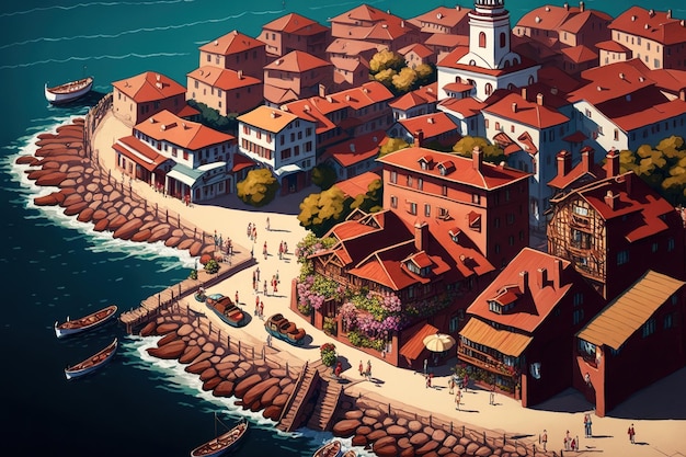 Nessebar a town in Bulgaria as seen from above