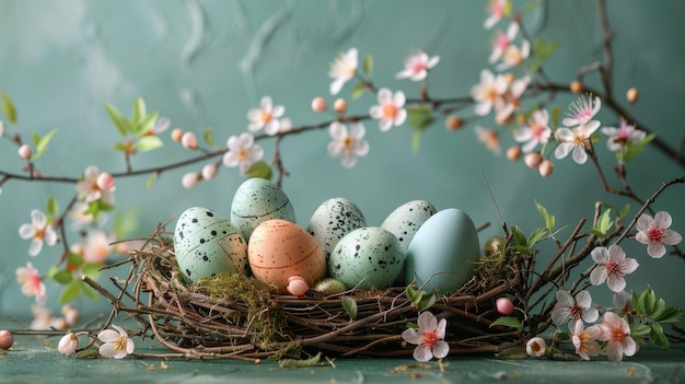 Nest Filled With Eggs on Table