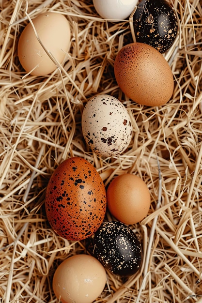 Nest Filled With Various Colored Eggs