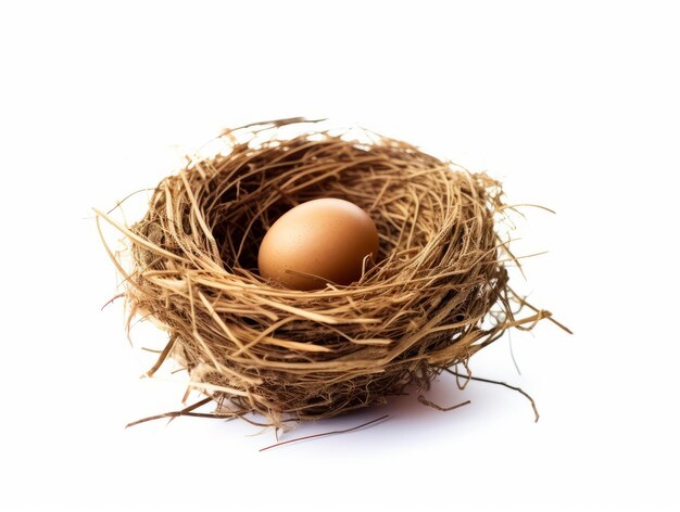 Photo nest with bird egg isolated