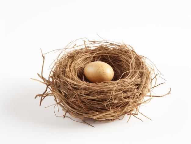 Photo nest with bird egg isolated